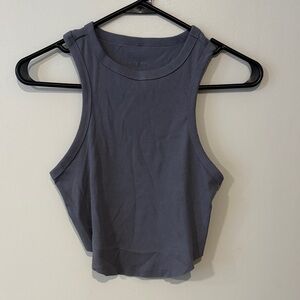 Gray Ribbed Crop Top